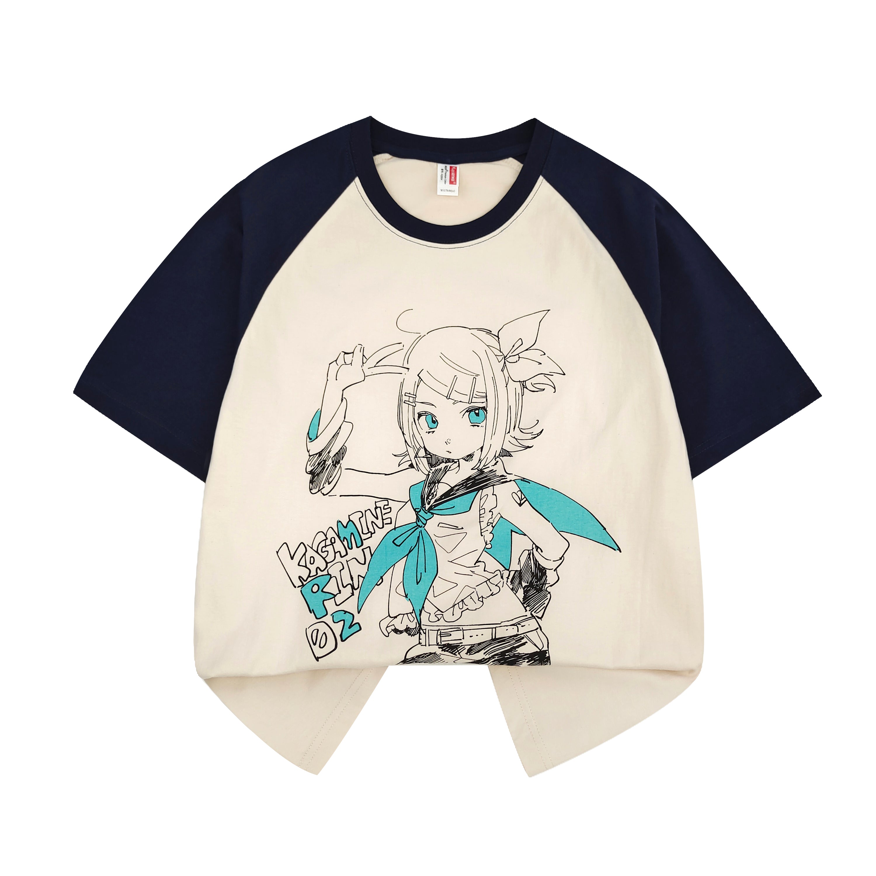 Kagamine Rin Anime T-Shirt for Girls Harajuku Loose Vocaloid Oversized Cotton Tee Raglan Sleeve