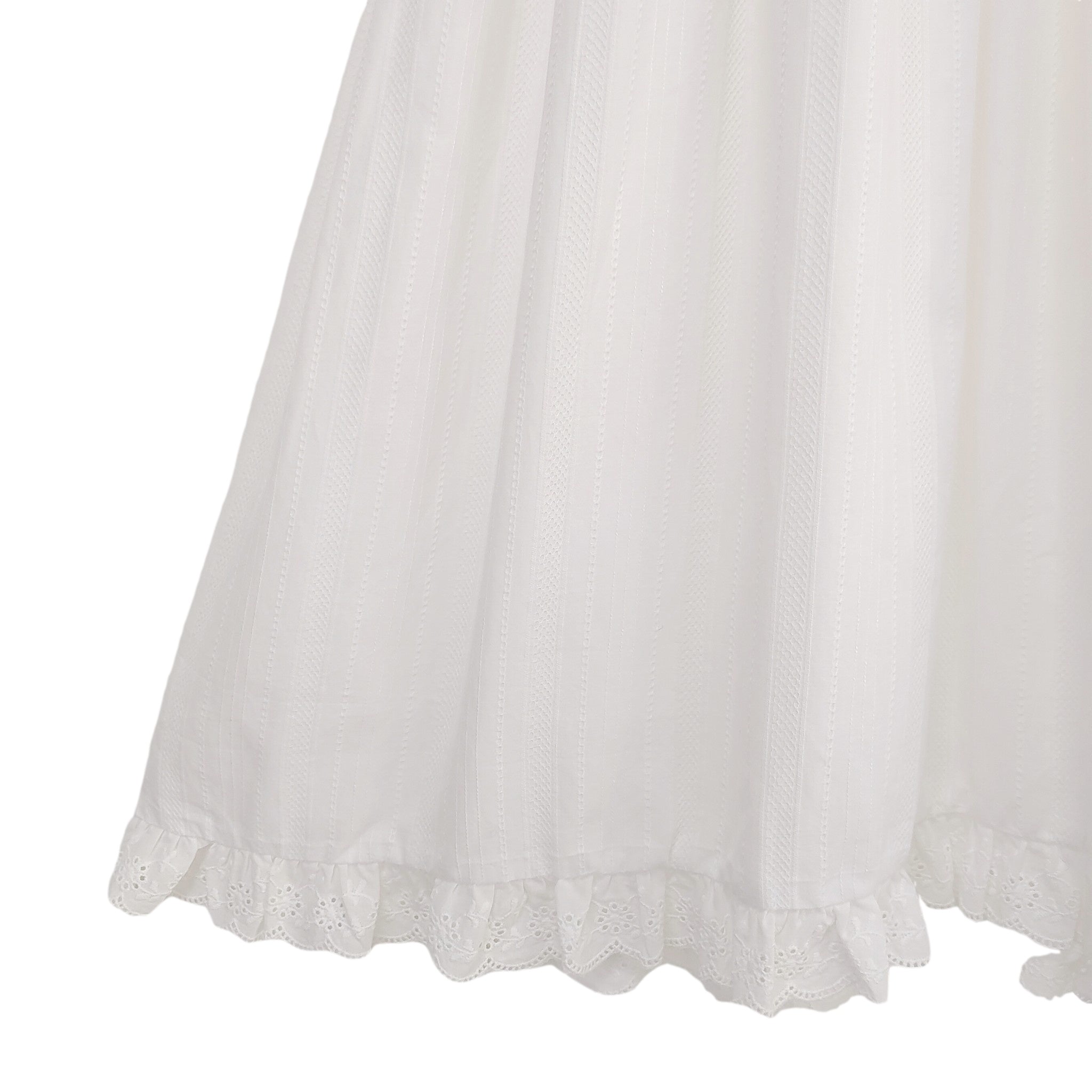 Women White Babydoll Dress Puff Short Sleeve Lace Collar Ruffle A-Line Flowy Vintage Preppy Style