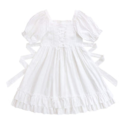 white short sleeves slim summer lolita dress for young woman