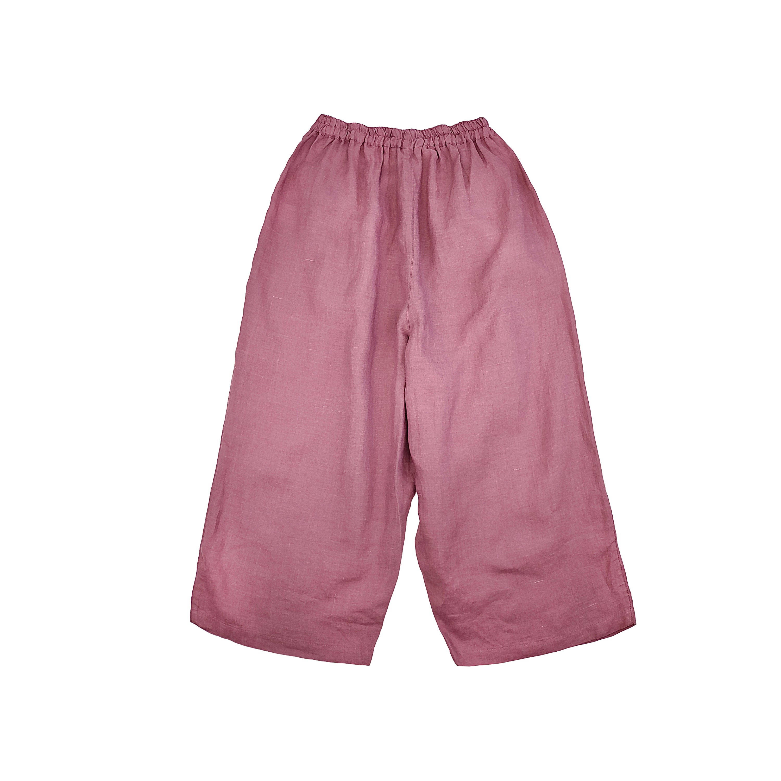 Female Elastic Waist Puff Capri Pants Good Quality Loose-Fit Mid-Length Linen Pants with Drawstring Waist