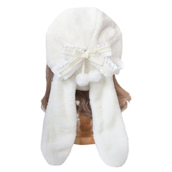 lovely warm winter hat for ladies with bowknot and bunny ear