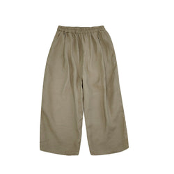Women’s high waist loose fit cropped pants in khaki green, made of breathable cotton-linen fabric